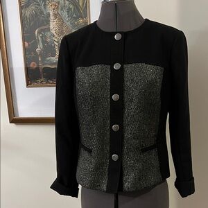 CAbi Black and Gray Blazer with Silver Buttons